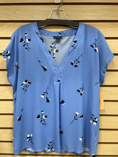 Ann Taylor Short Sleeve Top Blue Size Small