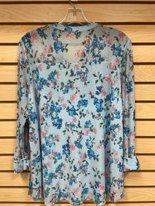 Cocomo Long Sleeve Top Blue And Pink Size 2X