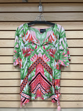 Load image into Gallery viewer, Rafaella Short Sleeve Top Pink And Green Size X-Large