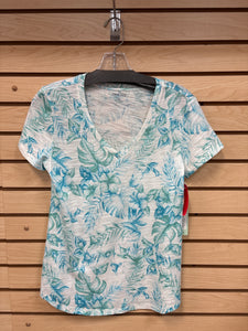 Dept 222 Short Sleeve Top Blue And White Size Petite Medium