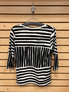 Onque Casual Long Sleeve Top Black And White Size Small