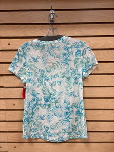 Dept 222 Short Sleeve Top Blue And White Size Petite Medium