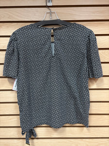 Michael Kors Short Sleeve Top Black And White Size Medium
