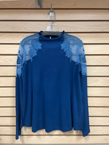 Free People Long Sleeve Top Blue Size Petite Small