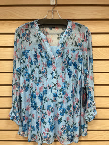 Cocomo Long Sleeve Top Blue And Pink Size 2X