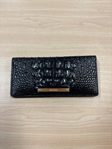 Brahmin Leather Croc Embossed Wallet Black