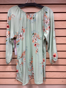Bunulu Long Sleeve Top Green And Orange Size 1x