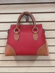 Dooney & Bourke Pebbled Leather Satchel Crossbody Bag Red