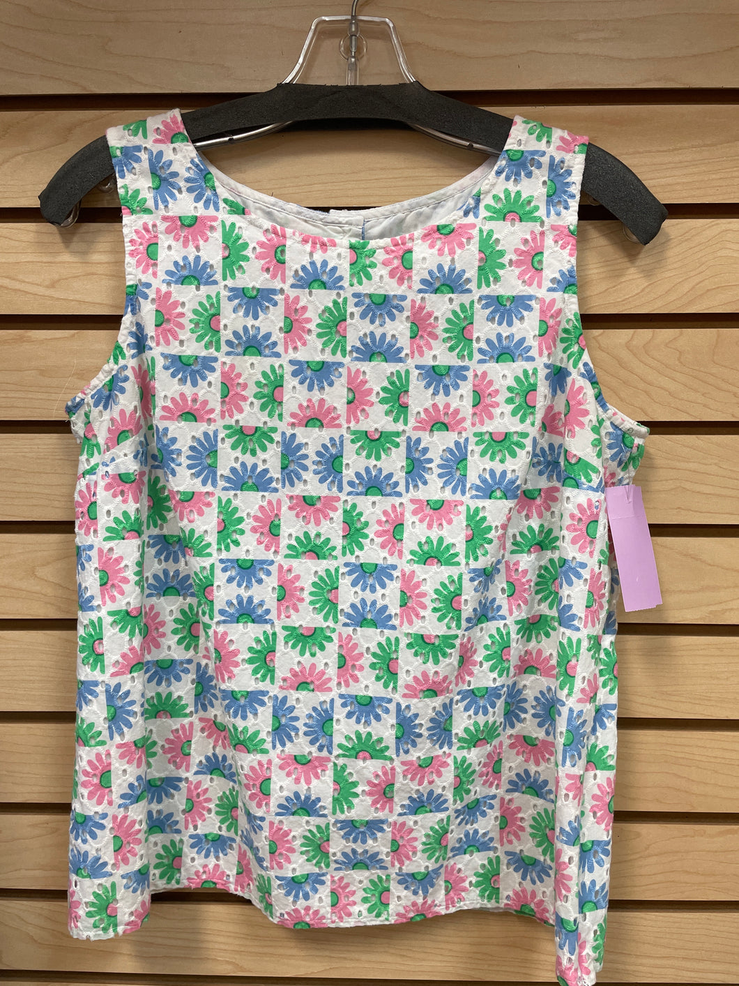 Talbots Sleeveless Top Pink And Green Size Small