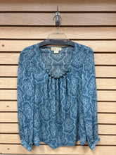 Load image into Gallery viewer, Michael Kors Long Sleeve Top Blue Size Medium