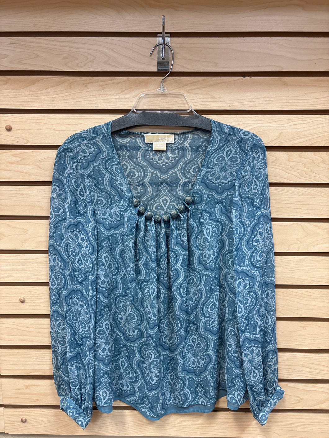 Michael Kors Long Sleeve Top Blue Size Medium