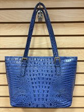 Load image into Gallery viewer, Brahmin Leather Croc Embossed Shoulder Bag Blue