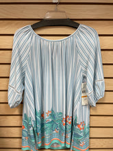 Load image into Gallery viewer, Ruby Rd Short Sleeve Top Blue And White Size Petite Small