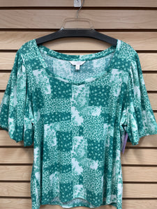 Lauren Conrad Short Sleeve Top Green Size XXL