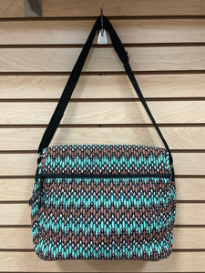 Vera Bradley Laptop Shoulder Bag Turquoise And Brown