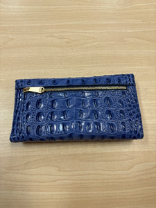 Brahmin Leather Croc Embossed Wallet Blue