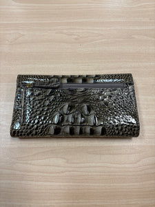 Brahmin Leather Croc Embossed Wallet Green