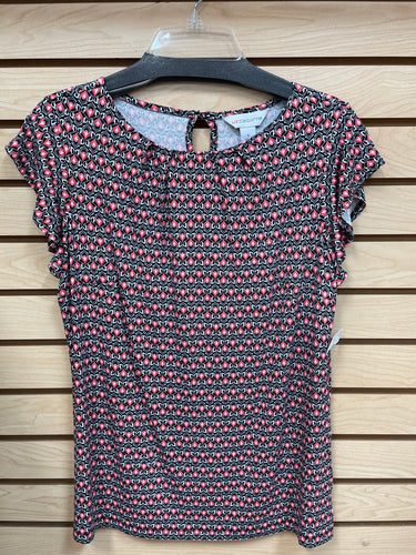 Liz Claiborne Short Sleeve Top Black And Pink Size Small