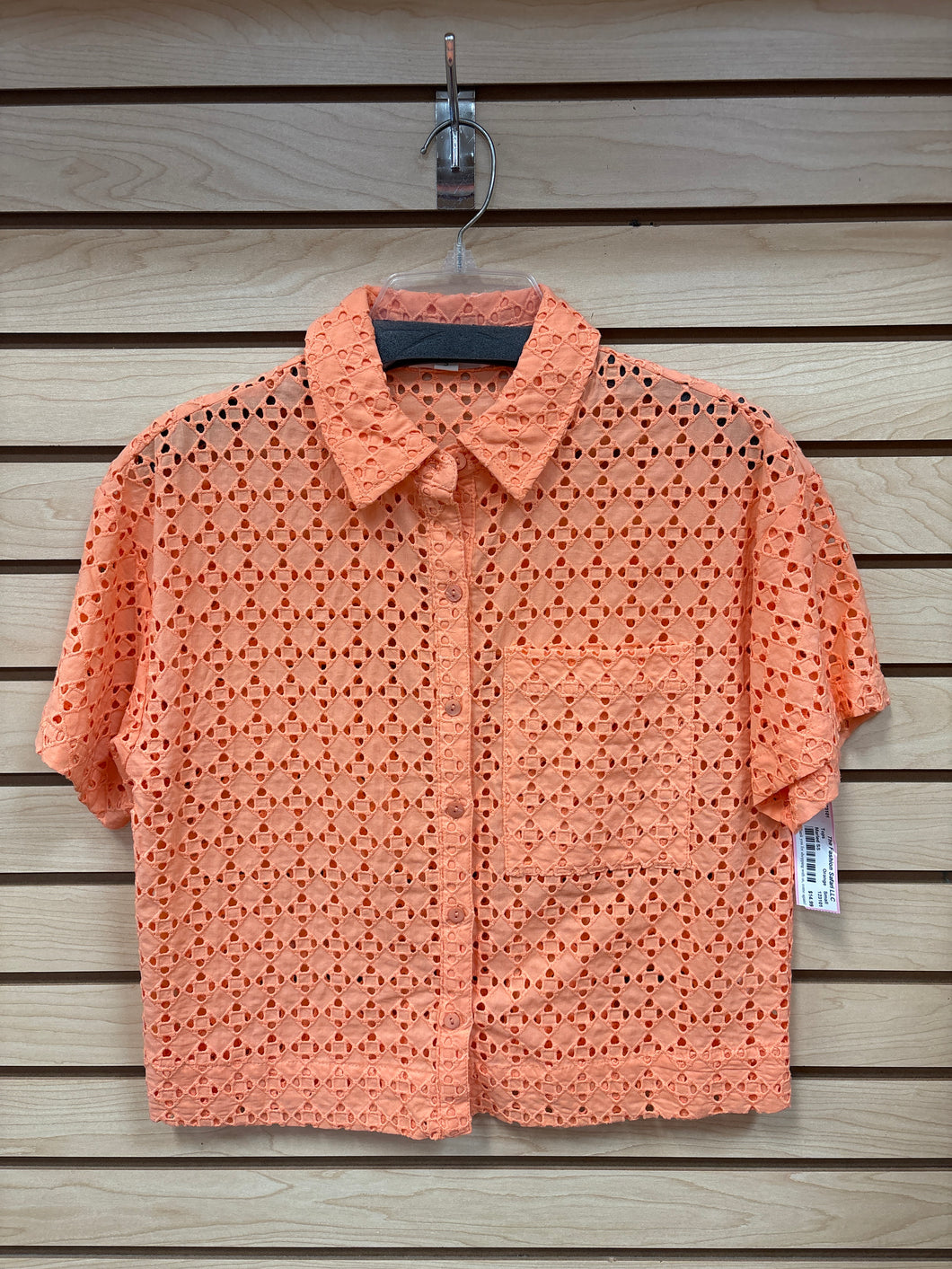 Marled Short Sleeve Top Orange Size Small