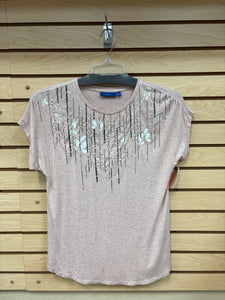 Apt.9 Short Sleeve Top Pink And Gray Size Small