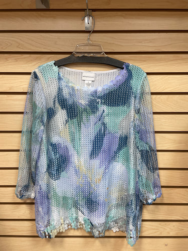 Alfred Dunner Long Sleeve Top Blue Size Medium