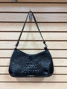 Brahmin Leather Croc Embossed Shoulder Bag Black