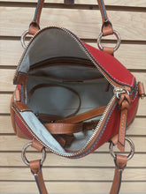 Load image into Gallery viewer, Dooney &amp; Bourke Pebbled Leather Satchel Crossbody Bag Red