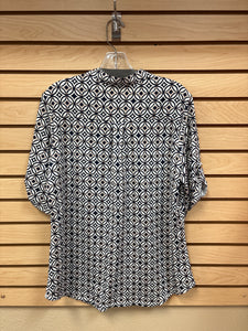 Perseption Short Sleeve Top Blue And White Size X-Large