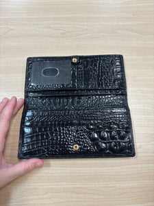 Brahmin Leather Croc Embossed Wallet Black