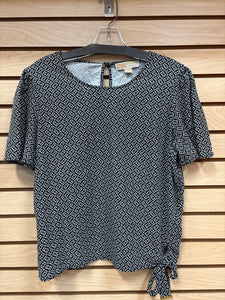 Michael Kors Short Sleeve Top Black And White Size Medium