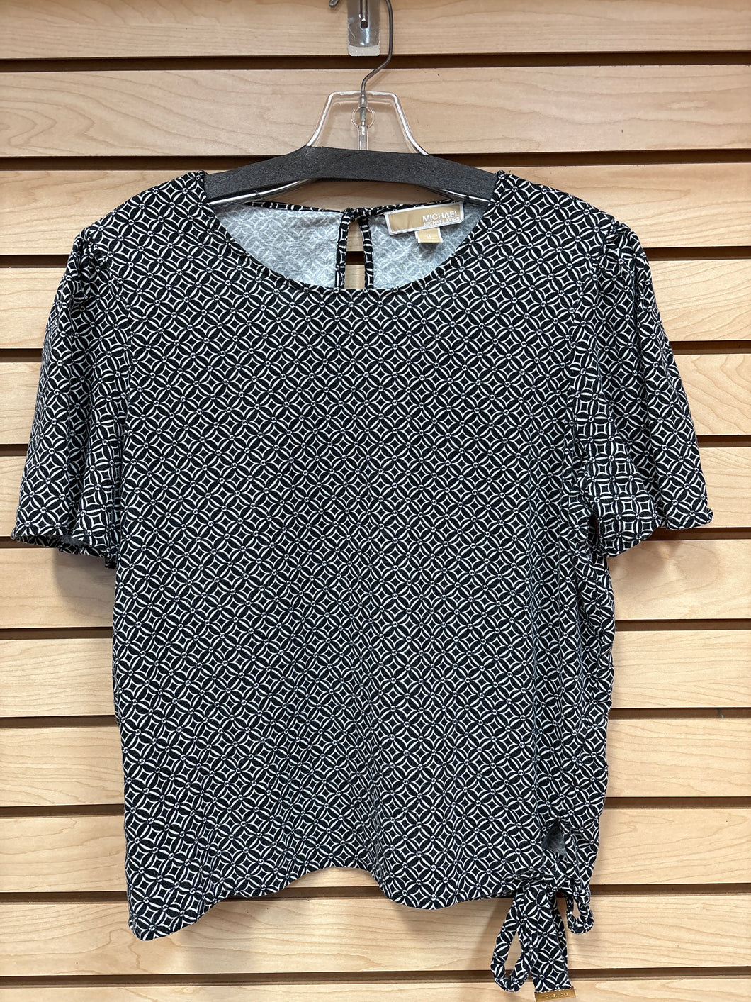 Michael Kors Short Sleeve Top Black And White Size Medium