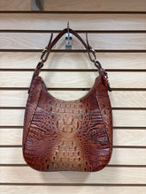 Load image into Gallery viewer, Brahmin Leather Croc Embossed Shoulder Bag Brown