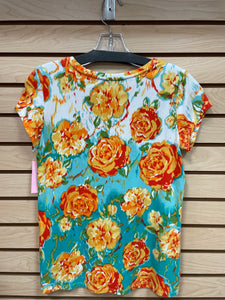 Isaac Mizrahi Short Sleeve Top Yellow And Blue Size X-Small