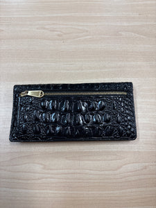 Brahmin Leather Croc Embossed Wallet Black