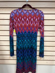 Hale Bob Long Sleeve Dress Red And Purple Size Medium