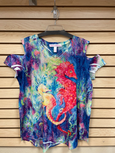 Leoma Lovegrove Sea Horse Short Sleeve Top Size X-Large