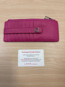 Lodis Julia Long Stacker Leather Card Holder Pink