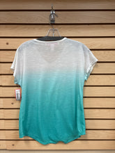 Load image into Gallery viewer, Leoma Lovegrove Short Sleeve Top White And Teal Size Petite Medium