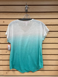 Leoma Lovegrove Short Sleeve Top White And Teal Size Petite Medium