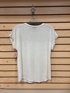 Apt.9 Short Sleeve Top Cream And Silver Size X-Small