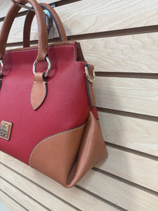 Dooney & Bourke Pebbled Leather Satchel Crossbody Bag Red