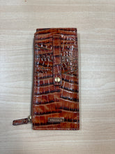 Load image into Gallery viewer, Brahmin Leather Croc Embossed Card Holder Brown