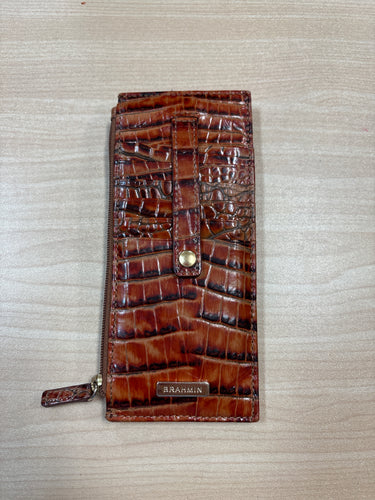 Brahmin Leather Croc Embossed Card Holder Brown