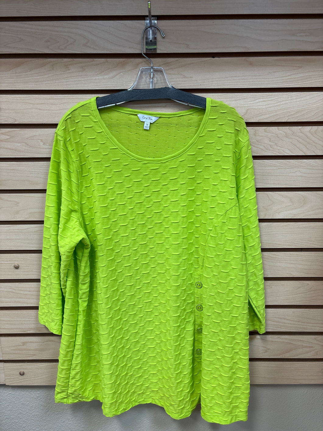 Coral Bay Long Sleeve Top Green Size 1X