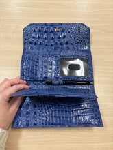 Load image into Gallery viewer, Brahmin Leather Croc Embossed Wallet Blue