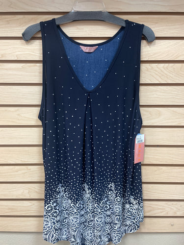 Amana Sleeveless Top Navy And White Size 3X