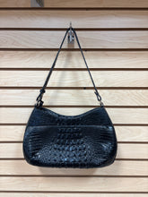 Load image into Gallery viewer, Brahmin Leather Croc Embossed Shoulder Bag Black