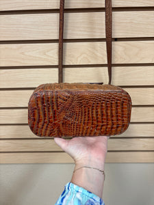 Brahmin Leather Croc Embossed Crossbody Bag Brown