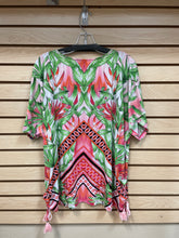 Load image into Gallery viewer, Rafaella Short Sleeve Top Pink And Green Size X-Large