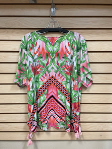 Rafaella Short Sleeve Top Pink And Green Size X-Large